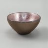 Japanese ceramic tea cup, brown, metallic effect interior - METARIKKU