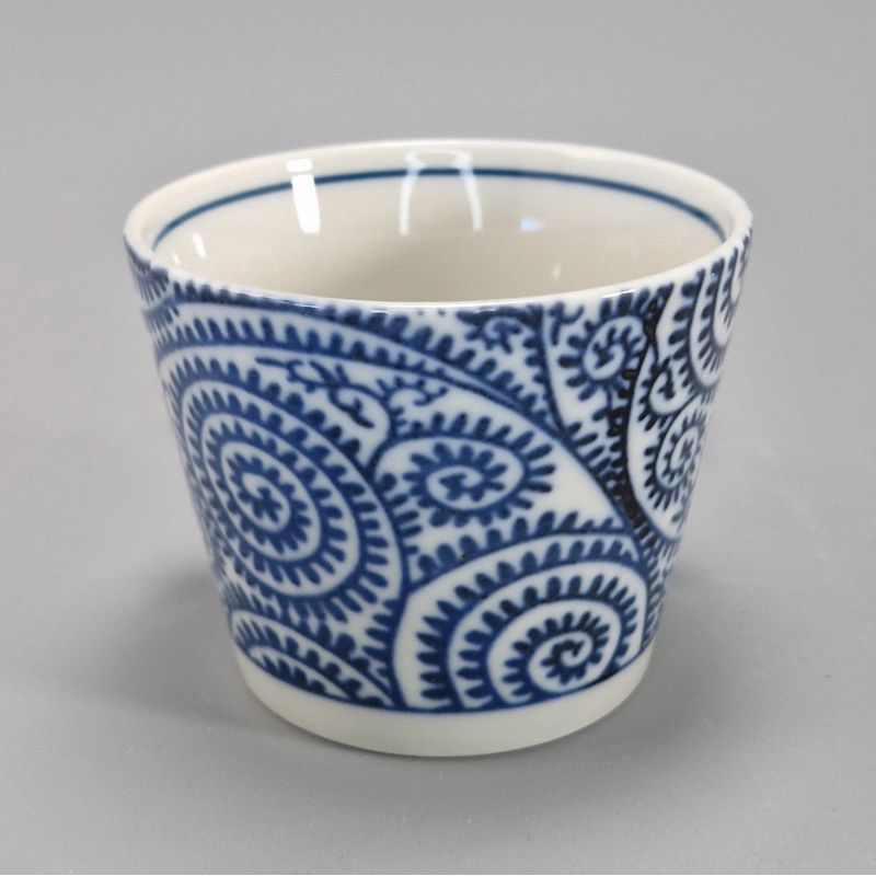 Tazza soba-choko giapponese di ceramica, TAKO KARAKUSA, motivi blu