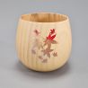 Tasse à thé japonaise en bois natsume motif feuilles d'érable, MOMIJI 1