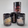 Set de 4 tasses japonaises en céramique, monuments traditionnels - JAPAN