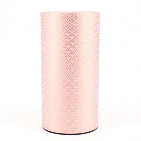 Boîte à thé japonaise rose en papier washi - PINKU SEIGAIHA - 200gr