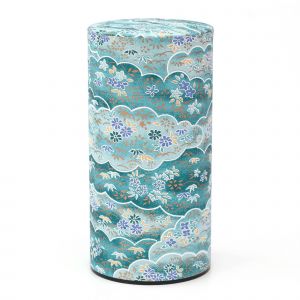 Turquoise Japanese tea box in washi paper - KAHEI 2 - 200gr