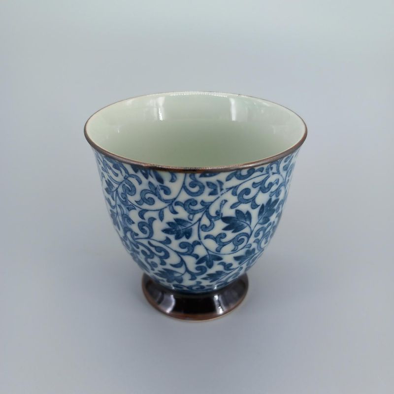 tasse japonaise en céramique motifs fleurs SUÎTO bleu- B