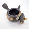 Théière kyusu japonaise en terre tokoname noire motif raisins, Budō, 270 cl