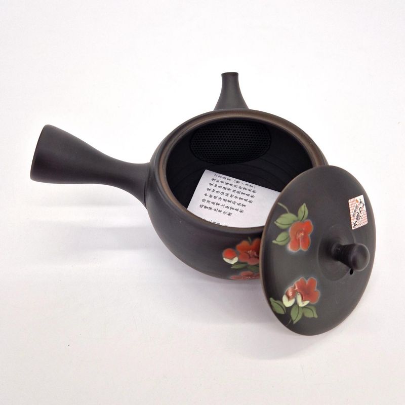 Théière kyusu japonaise tokoname noire motif fleurs de cerisier, SEGATAKAI SAKURA, 330 cc