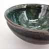 Japanese ceramic tea ceremony bowl, KURO TAKOIZU, green and black