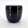 Japanese black natsume tea caddy in traditional pattern resin, KODAIJI, 40g