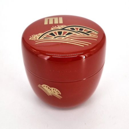 Caja de té japonés rojo natsume en resina de patrón tradicional, KODAIJI, 40g