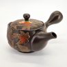 Japanese kyusu teapot in black tokoname clay with GINKGO MOMIJI pattern, 280 cc