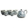 Set théière et 4 tasses gris et bleu en céramique - AO KARAKUSA