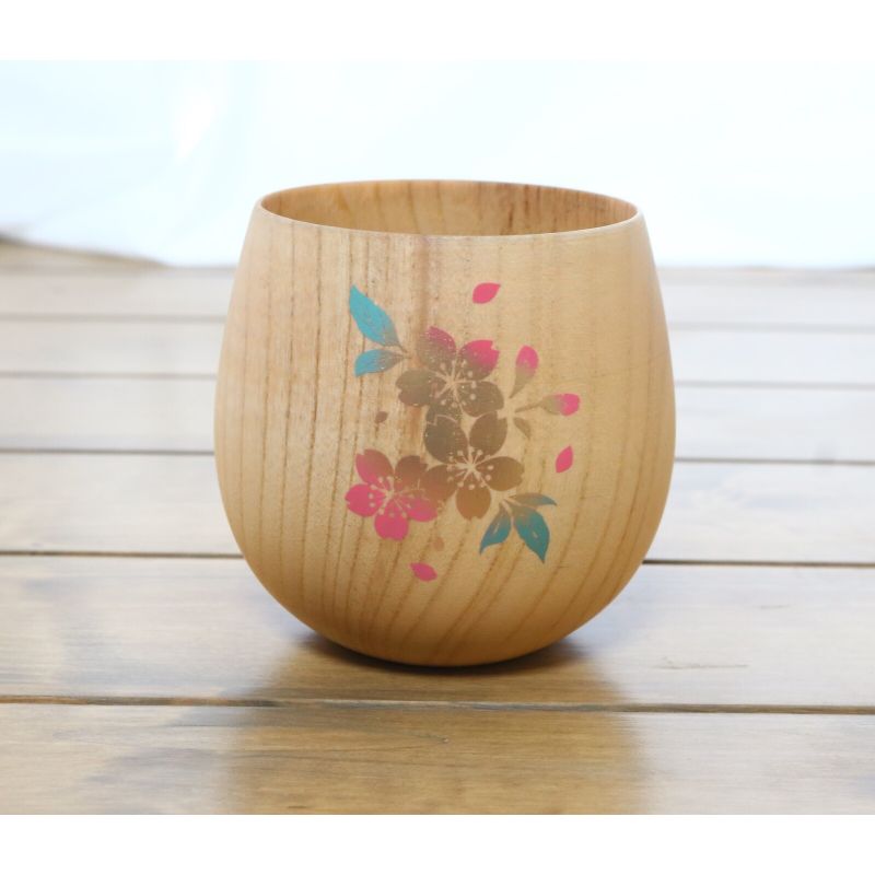 Japanese wooden bowl, cherry blossoms - SAKURA NO HANA 1