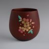 Japanese dark brown wooden bowl, cherry blossoms - SAKURA NO HANA 1