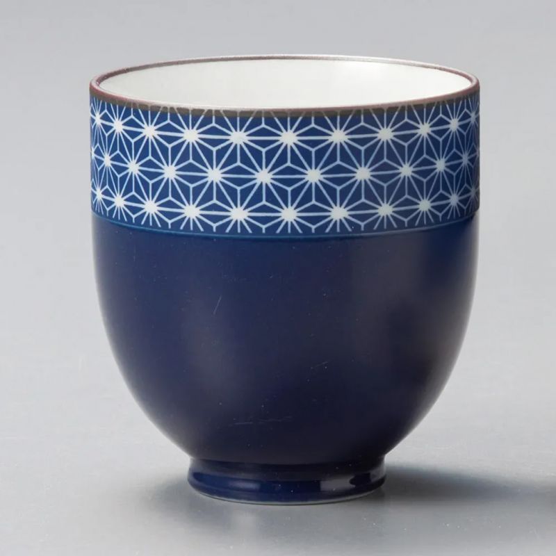 Japanische Keramik-Teetasse, dunkelblau, ASANOHA