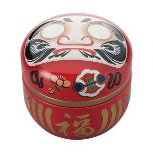 Boîte à thé japonaise rouge en métal, DARUMA, 150g