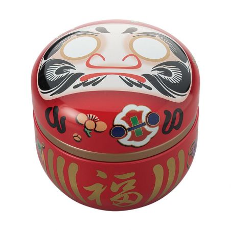 Japanische Teedose aus rotem Metall, DARUMA, 150g