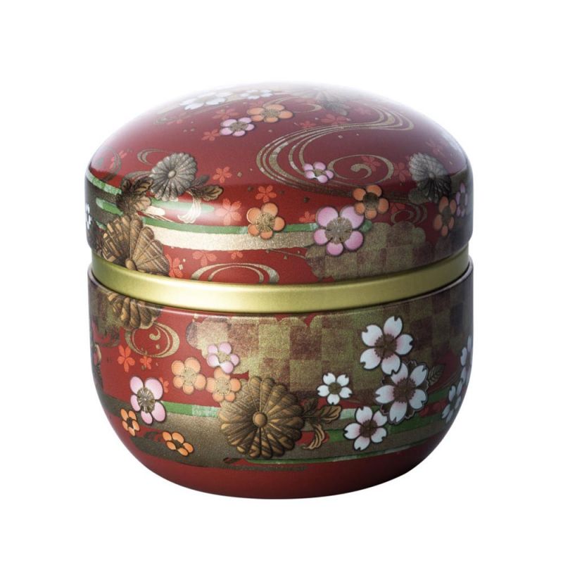 Boîte à thé japonaise rouge en métal, SUZUKO KIKUSUI, 150 g