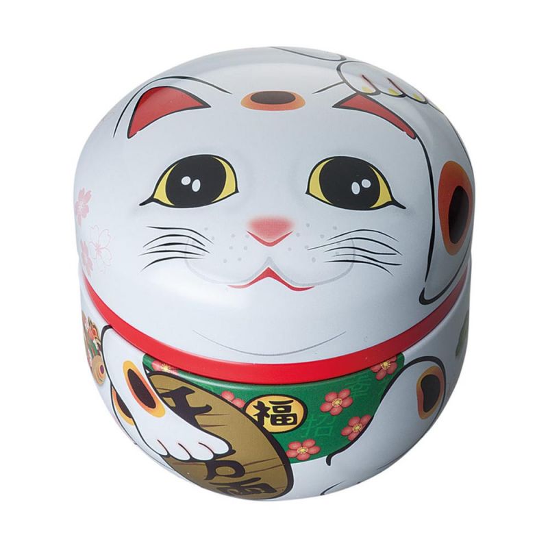 Japanische Teedose aus Weißmetall, MANEKINEKO, 150 g