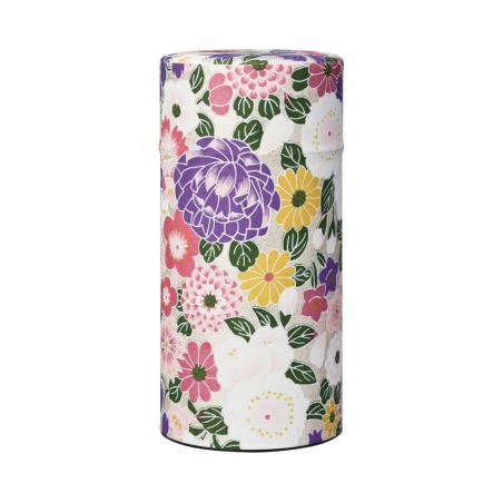 Lila japanische Teedose aus Washi-Papier, HISEIYUZEN HYAKA, 200 g