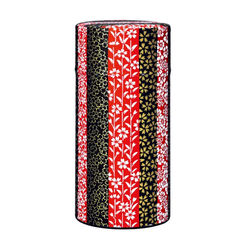 Boîte à thé japonaise rouge en papier washi, SAKURA, 200 g