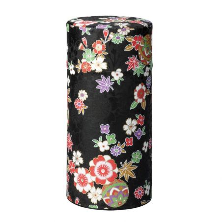 Boîte à thé japonaise noire en papier washi - HANAYOSE - 200gr