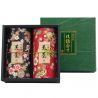 Dúo de botes de té japonés rojo y negro cubiertos con papel washi, HANAYOSE, 200 g