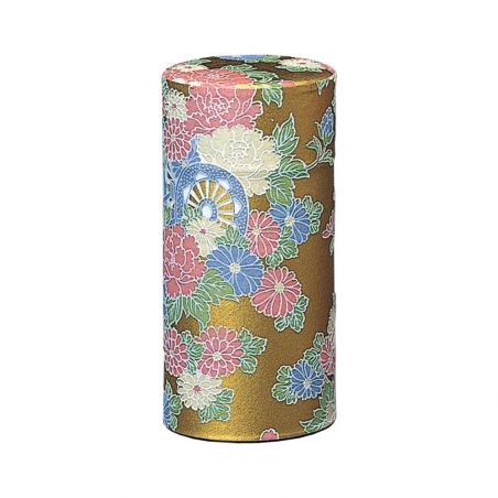 Boîte à thé japonaise dorée en papier washi, YAYOI GOSHO, 200 g