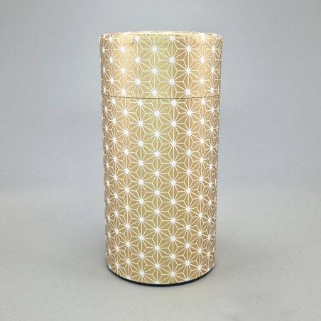 Japanese gold tea box in washi paper - ASANOHA - 200gr