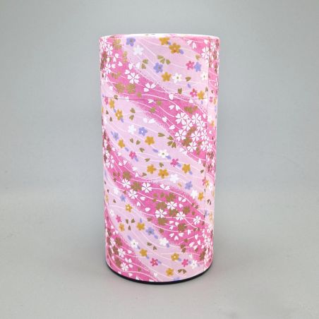 Boîte à thé japonaise rose en papier washi - PINKU HANA - 200gr