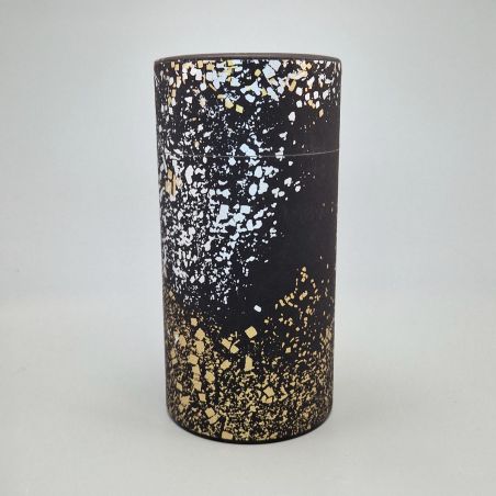 Black Japanese tea box in washi paper - HOSHI - 200gr