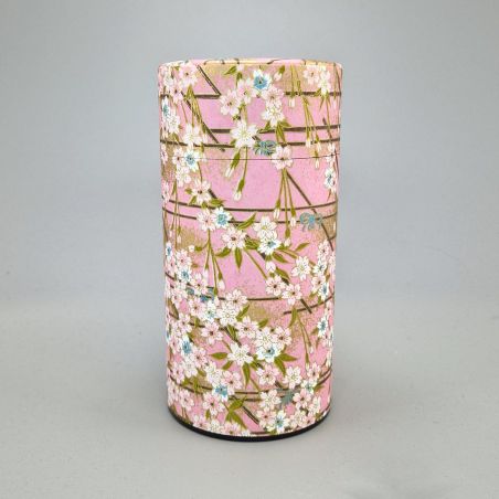 Boîte à thé japonaise rose en papier washi - SAKURA 1 - 200gr