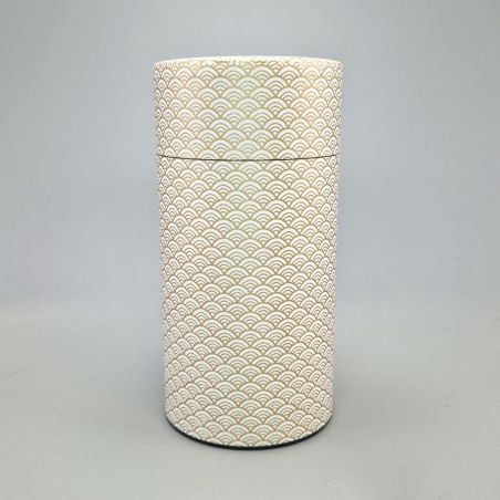 Boîte à thé japonaise blanche en papier washi - KIN SEIGAIHA - 200gr