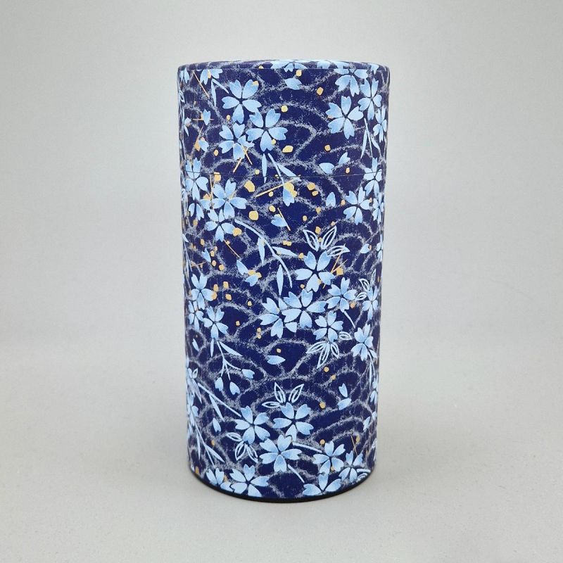 Boîte à thé japonaise bleue en papier washi - NADESHIKO - 200gr