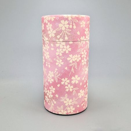 Boîte à thé japonaise rose en papier washi - PINKU - 200gr